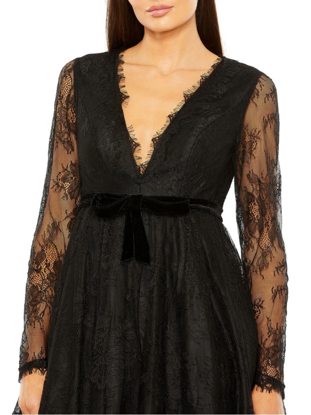 Mac Duggal Lace Long Sleeve Mini Dress - Picture 3 of 3